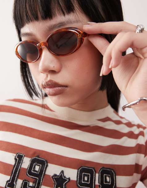 Reclaimed Vintage – Sonnenbrille in Orange mit Schildpattmuster und ovalen Gläsern - view 1