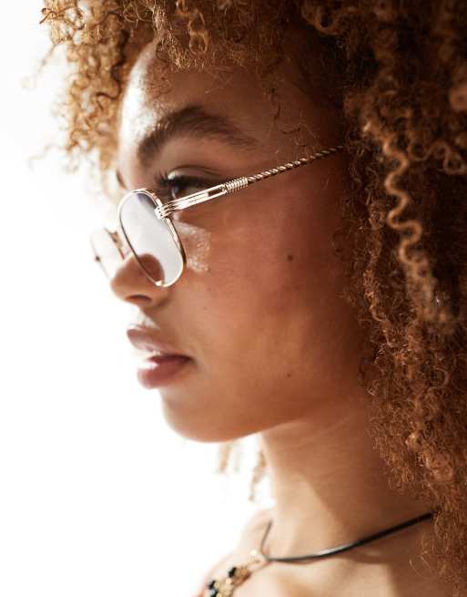 Reclaimed Vintage – Sonnenbrille mit 90er-Drahtgestell in Goldoptik, 3 von 4