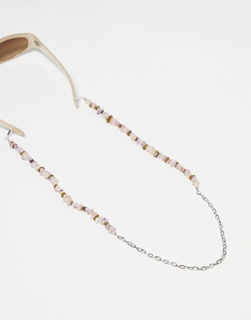 Reclaimed Vintage – Sonnenbrillenkette mit künstlichen Korallensplittern und Perlen