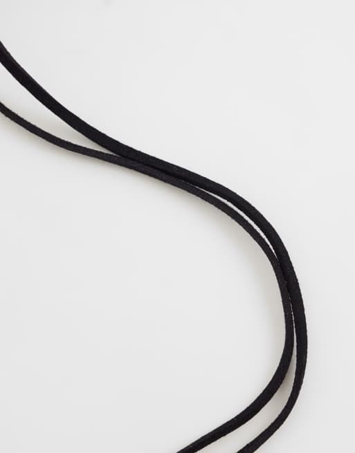 Reclaimed Vintage sort PU longline-halskæde med sølvvedhæng, 4 af 4