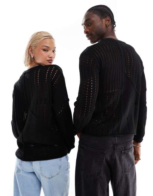 Reclaimed Vintage - Sort sammensat stigestrikket unisex-trøje, 4 af 4