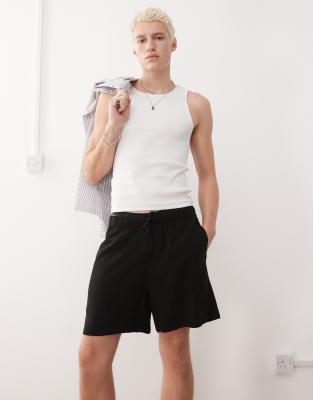 Reclaimed Vintage - Sorte shorts i hørblanding
