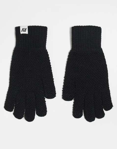 Reclaimed Vintage - Sorte vaffelstrikkede handsker til touchscreens - view 1