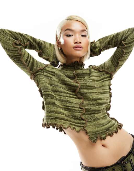 Reclaimed Vintage spacedye knitted top with exposed seam