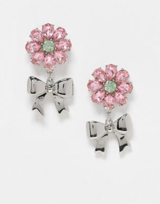 Reclaimed Vintage sparkle floral drop earrings