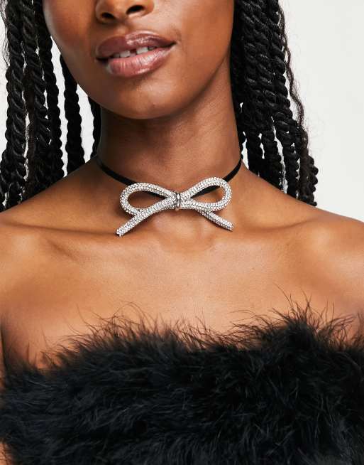 Womens top bow choker