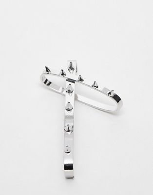 Reclaimed Vintage spiked cross ear cuff in rhodium - ASOS Price Checker