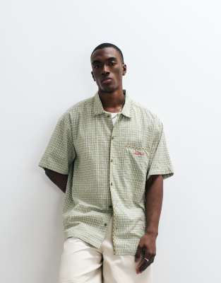 Reclaimed Vintage Spliced Check Shirt In Green