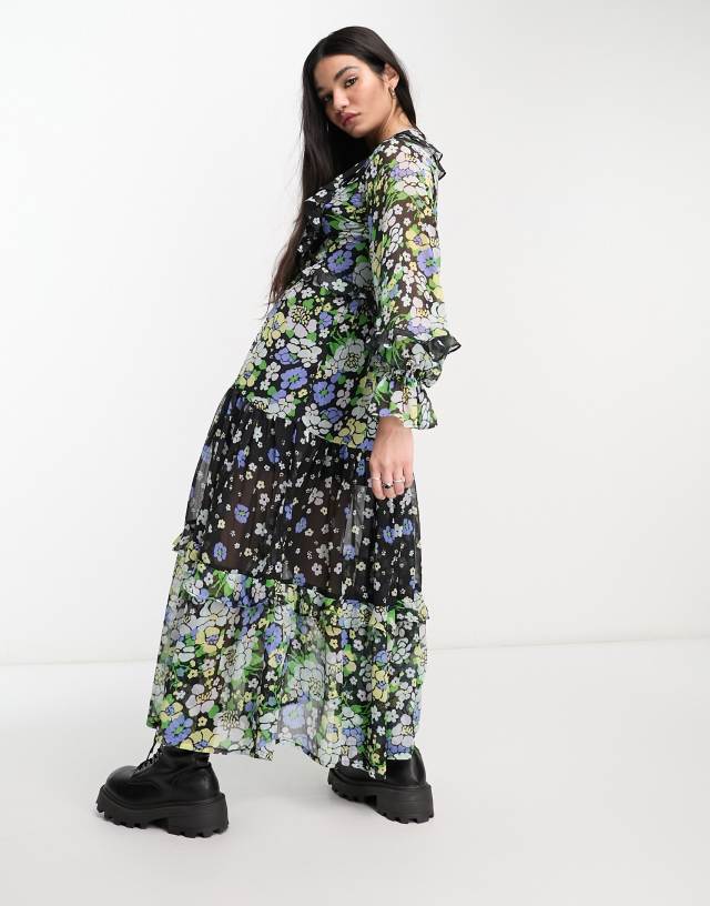 Reclaimed Vintage spliced floral print tiered maxi dress 1