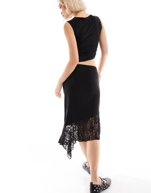 Black lace waterfall best sale skirt