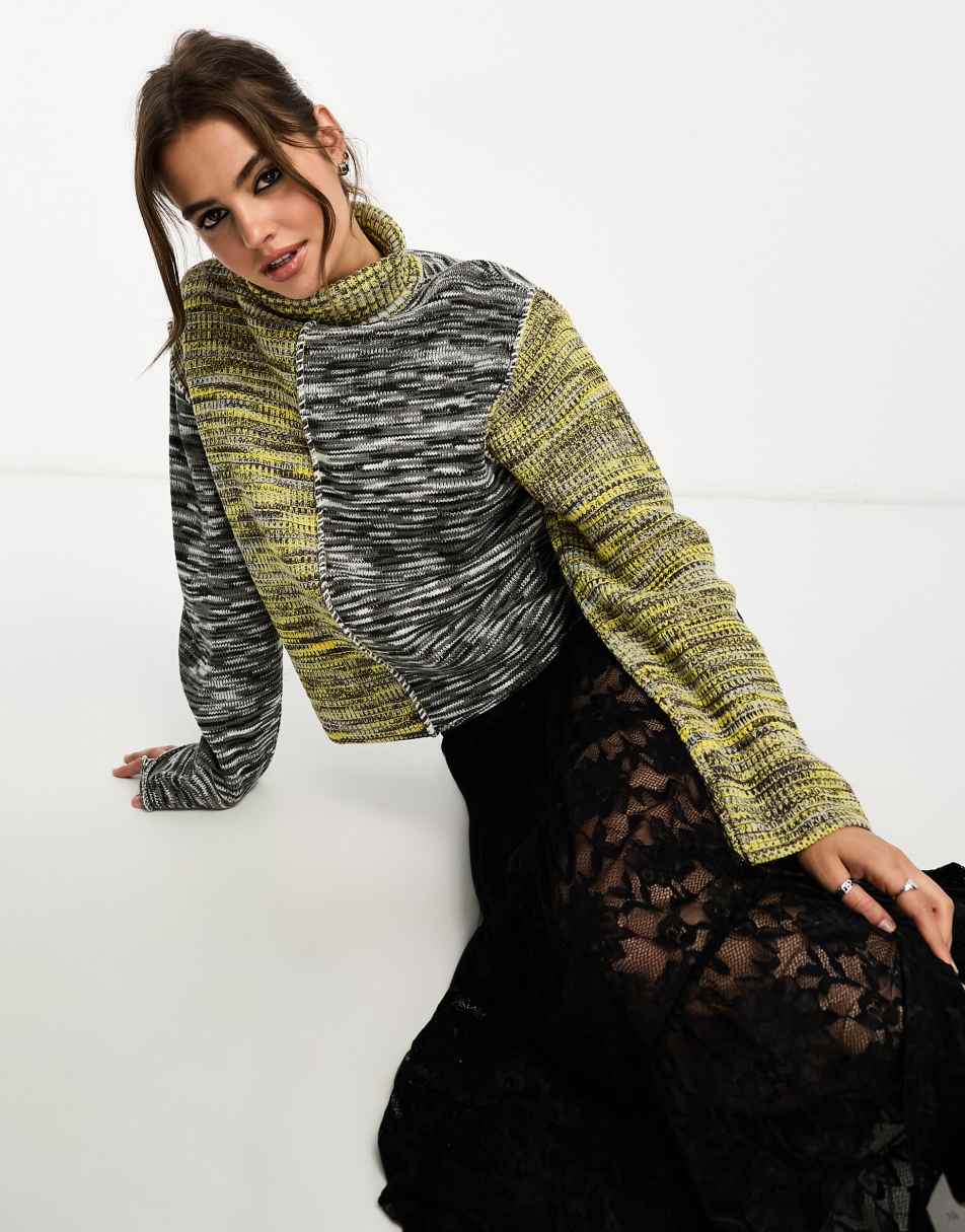 Reclaimed Vintage spliced space dye jumper in multi