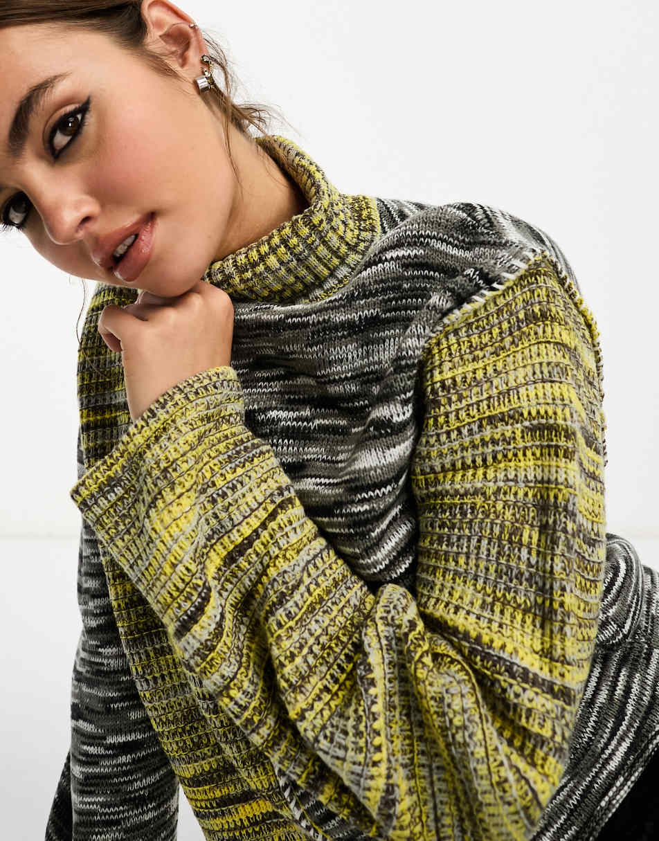 Reclaimed Vintage spliced space dye jumper in multi 1