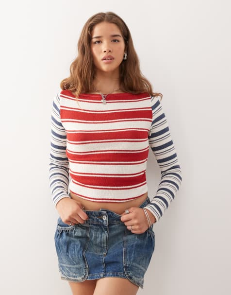 Reclaimed Vintage spliced striped long sleeve top in multi - view 1