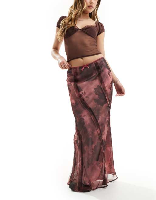Reclaimed Vintage – Spódnica maxi w różowy kwiatowy wzór