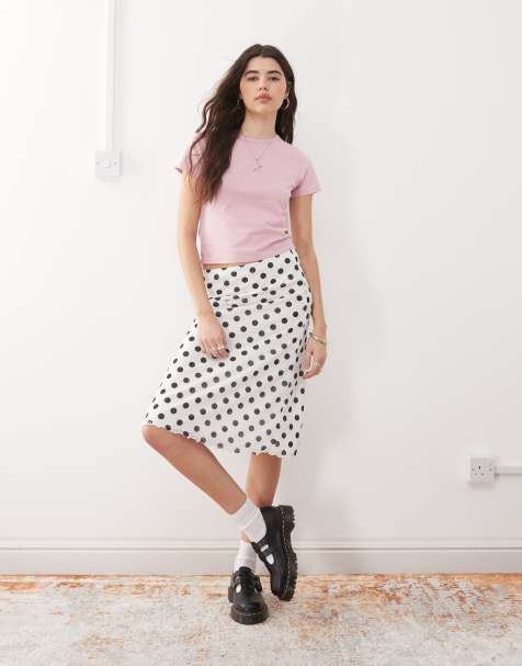 Reclaimed Vintage midi skirt in polka dot print