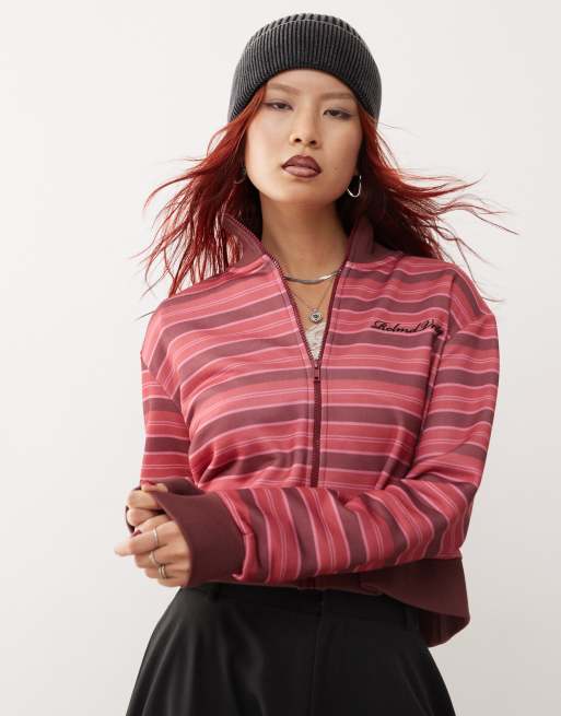 Reclaimed Vintage – Sportliche Trainingsjacke mit Reißverschluss und hellen Streifen
