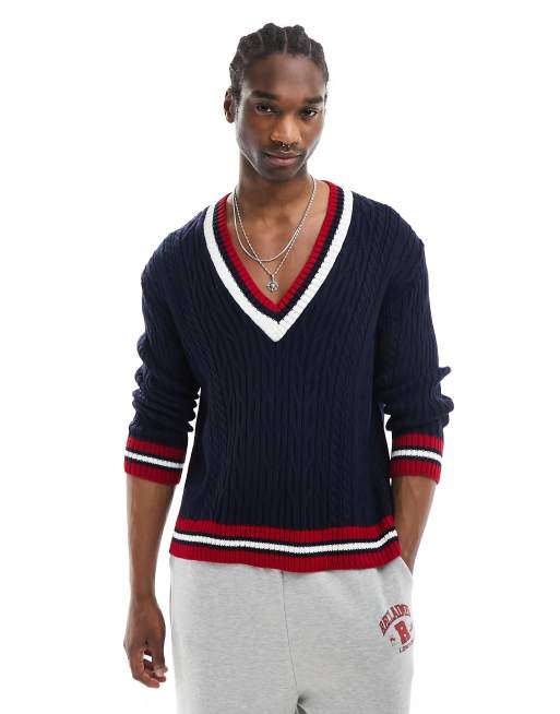 Reclaimed Vintage – Sportlicher Unisex-Pullover in Marineblau