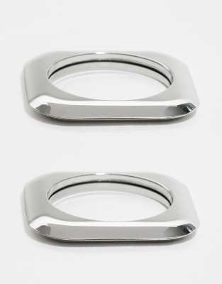 Reclaimed Vintage Reclaimed Vintage square bangle 2 pack in silver
