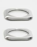 [Reclaimed Vintage] Reclaimed Vintage square bangle 2 pack in silver One Size silver