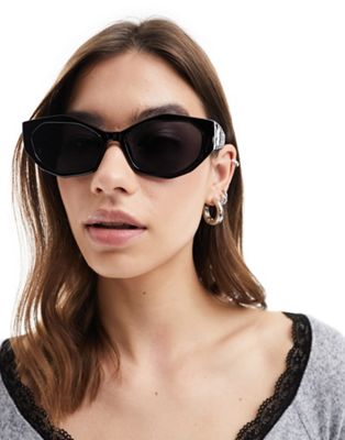 Reclaimed Vintage square cat eye sunglasses in black - ASOS Price Checker