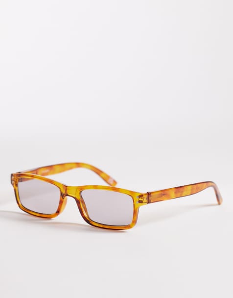 Reclaimed Vintage square sunglasses with grey lens in brown tortoiseshell - view 1