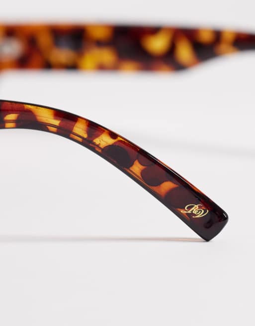 Reclaimed Vintage square sunglasses with light brown lens in dark tortoiseshell, 2 of 3