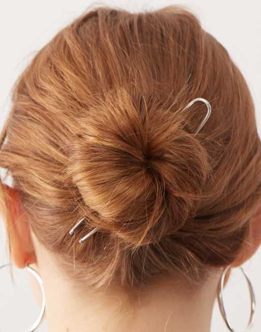 Reclaimed Vintage – Srebrna spinka do włosów typu French Twist