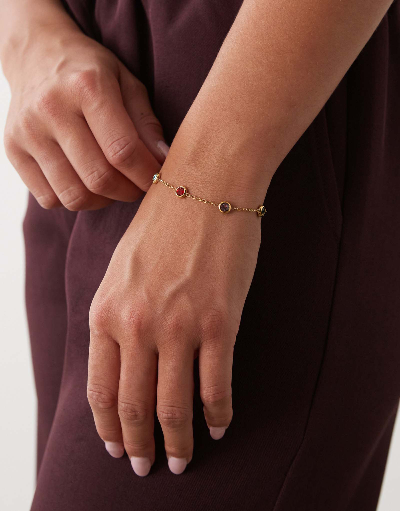 Восстановленный винтажный браслет-цепочка из нержавеющей стали с золотыми камнями