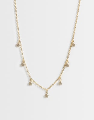 Reclaimed Vintage Stainless Steel Dainty Star Necklace In Gold