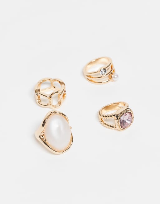 Reclaimed Vintage – Stapelringe in Goldoptik, 4er-Pack