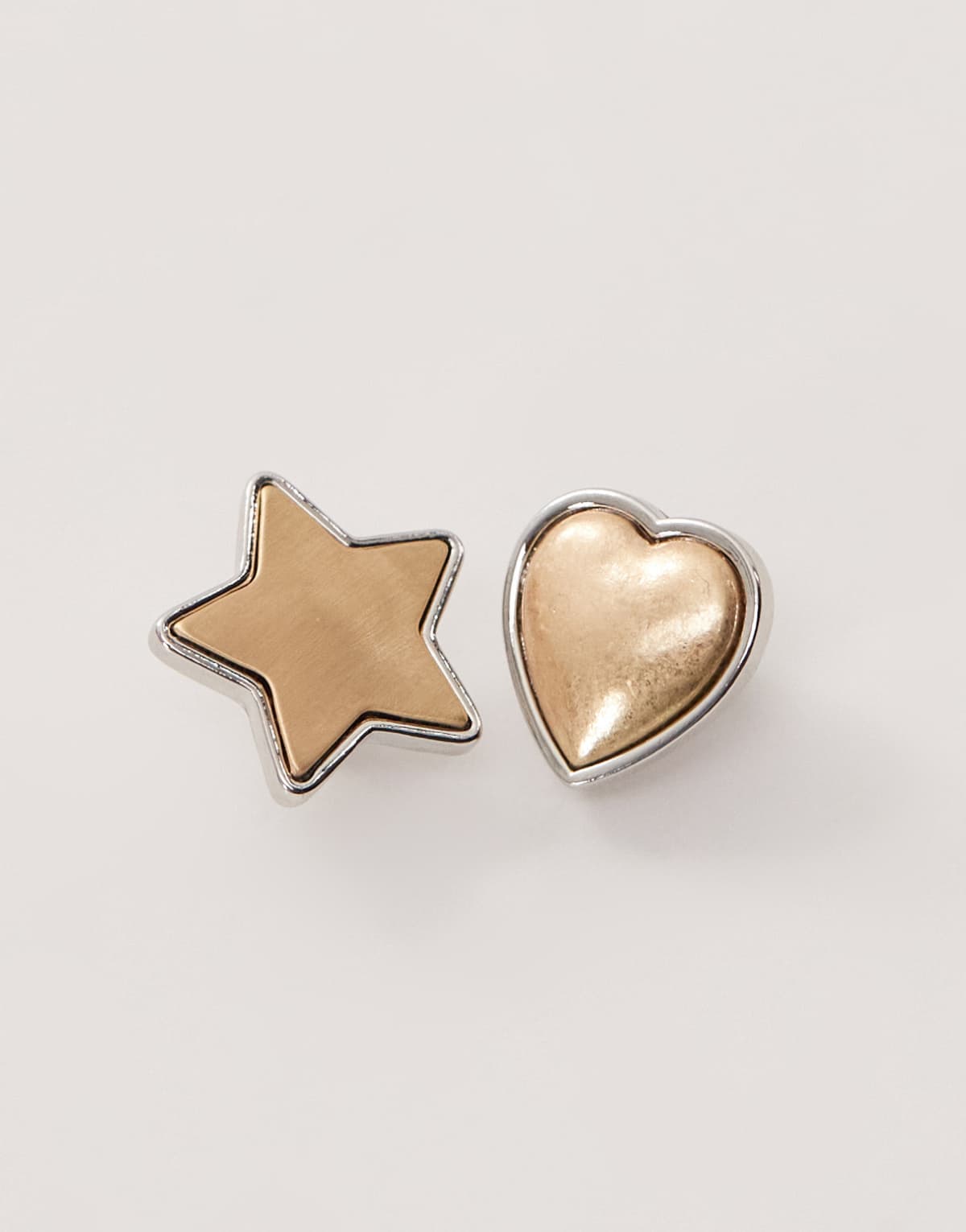 Reclaimed Vintage star and heart mixed metal stud earrings