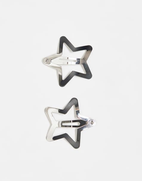 Reclaimed Vintage star hair clip 2 pack in silver - view 1