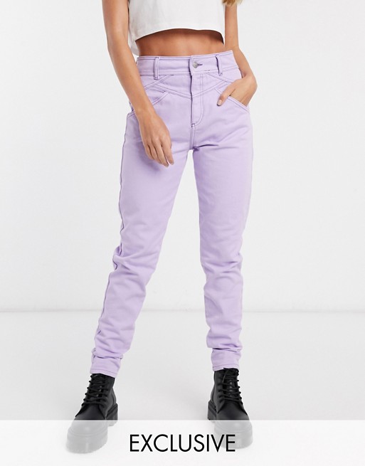 Reclaimed Vintage inspired The 90s straight leg jean with seam detail in lilac