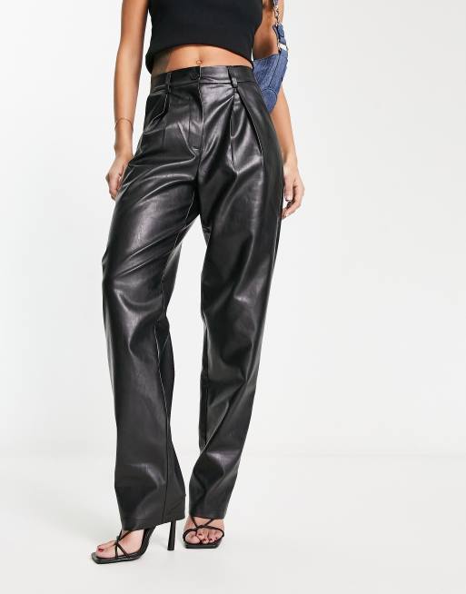Long leg best sale leather look trousers