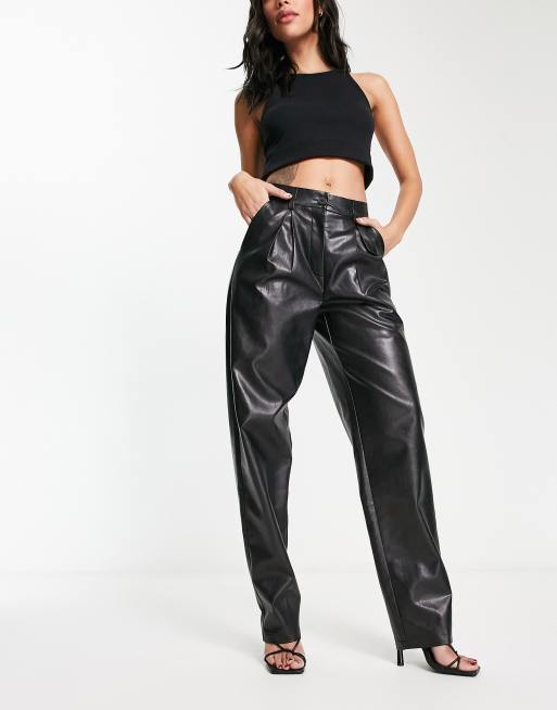 Straight leg leather look trousers online