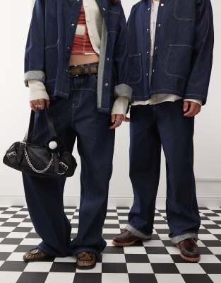 Reclaimed Vintage straight leg western jean in clean indigo co-ord-Blue