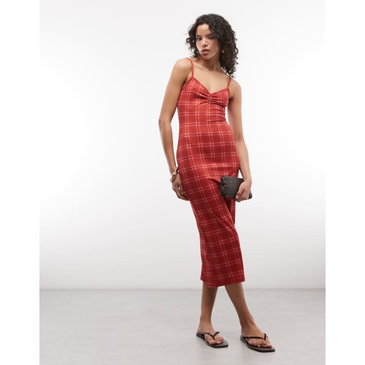 red check dress womens Eda Check Shift Dress - Red, Blue and Green Check