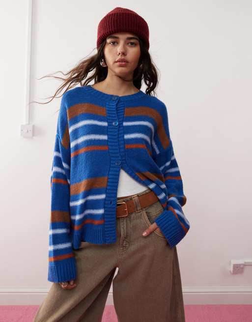 Reclaimed Vintage - Stribet cardigan i firkantet pasform