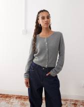 ASOS DESIGN knitted cardigan in charcoal
