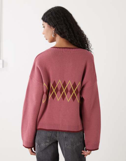 Reclaimed Vintage – Strickjacke mit Argylemuster, 2 von 4