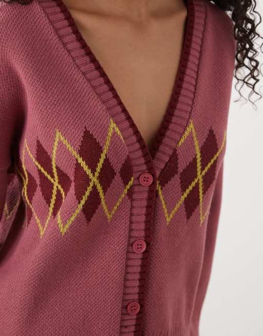 Reclaimed Vintage – Strickjacke mit Argylemuster, 4 von 4