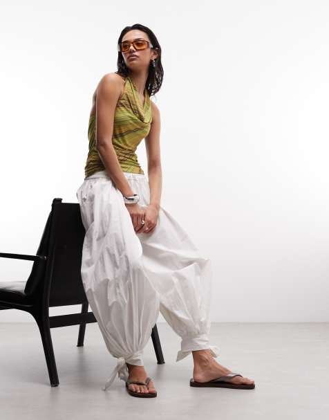 Reclaimed Vintage stripe slinky halter top in green - view 1