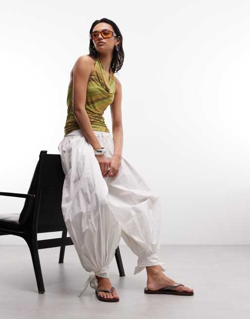 Reclaimed Vintage stripe slinky halter top in green