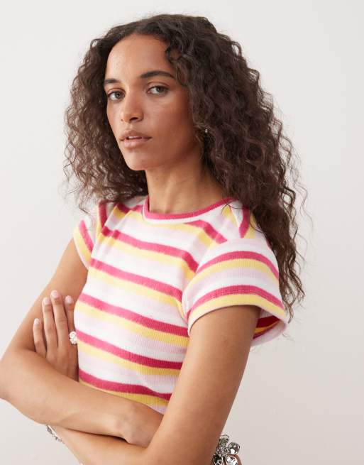 Reclaimed Vintage striped baby tee in multi stripes - part of a set, 3 of 4