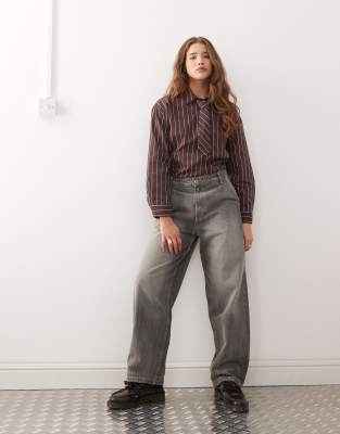 Reclaimed Vintage Striped Pinstripe Shirt With Necktie-multi In Multi