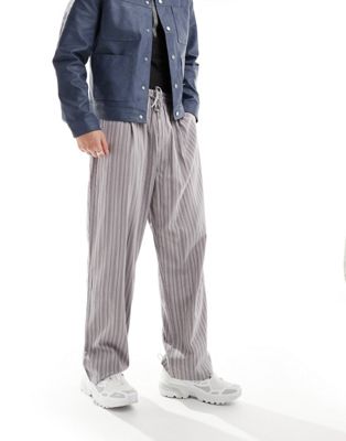 Reclaimed Vintage striped pull on trouser in blue stripe