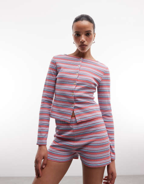 Reclaimed Vintage striped waffle cardigan - view 1