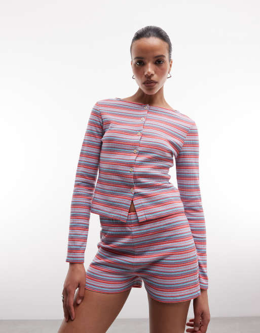 Reclaimed Vintage striped waffle cardigan