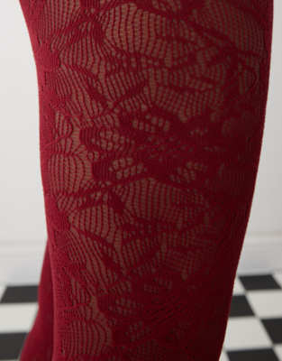 Damen-Strumpfhose Mit Vintage Rosenmuster – Ausgehöhlte Spitze, Elastisch, Für Party & Festival