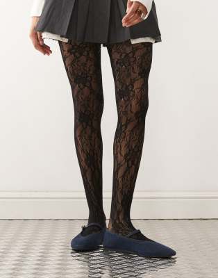 Thumbnail - Reclaimed Vintage - Strumpfhose aus Spitze in Schwarz